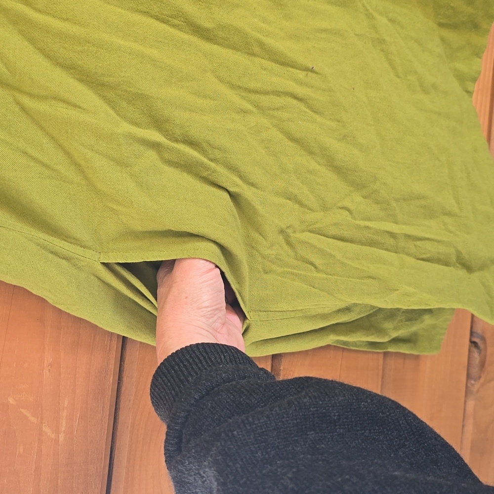 Eileen Fisher Green Roundneck Sleeveless Dress Pockets Organic Cotton Linen XL - Picture 5 of 7
